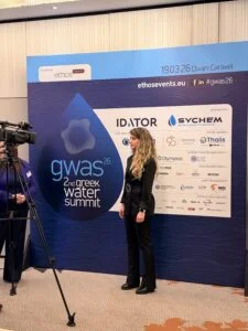 Η υπεύθυνη του Smart Water Team της IDATOR, κα.Δέσποινα Αλωνιστιώτη, μιλάει στο 2ο Greek Water Summit
